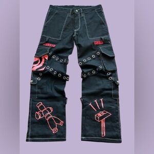 Jujutsu Kaisen Anime Inspired Y2K Cargo Pants by Sora Clothing - 28" - NWOT